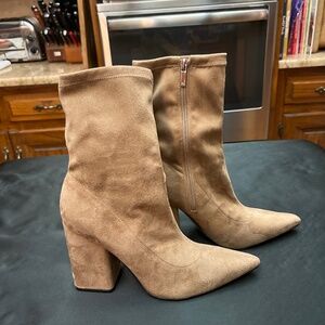 Super Cute, Like New, Marc Fisher Caramel Colored Suede Booties.  Sz. 9M.